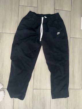 Nike Black Jogger Pants with White Drawstring